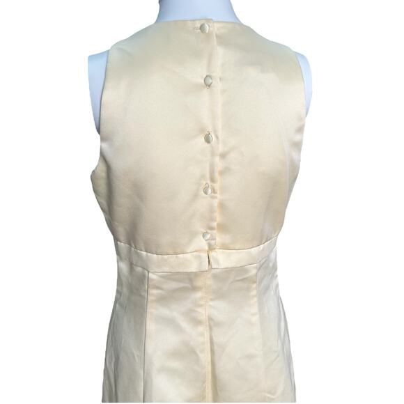 Vintage Scott McClintock Millennium 2000 Satin Dress Sz 4 Butter Yellow Gown - Picture 4 of 16